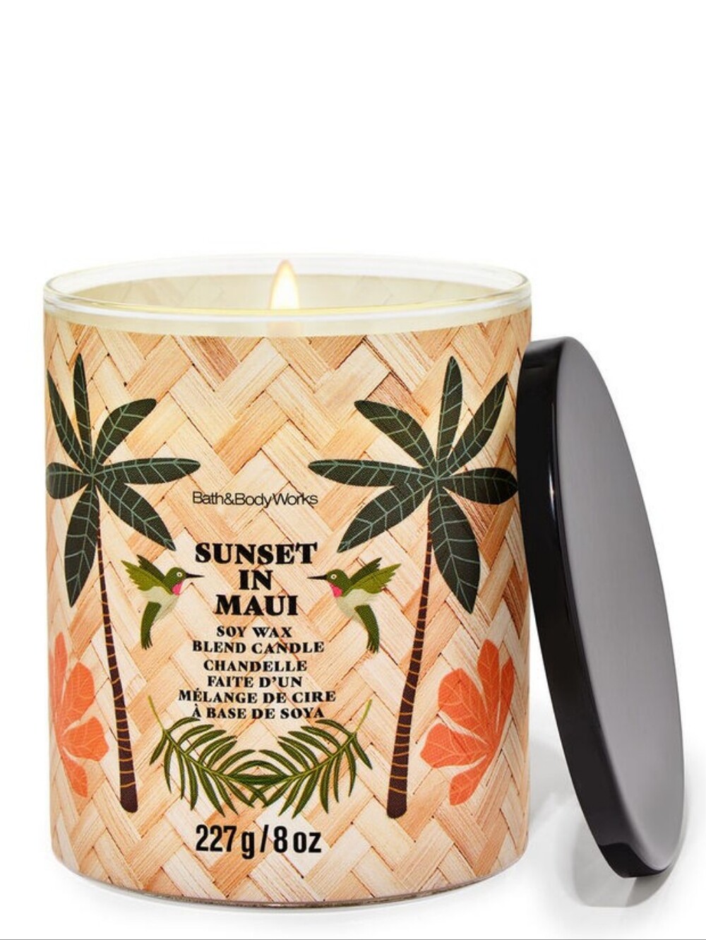 White Barn Sunset in Maui Candle Single- Wick Cream, Green & Black